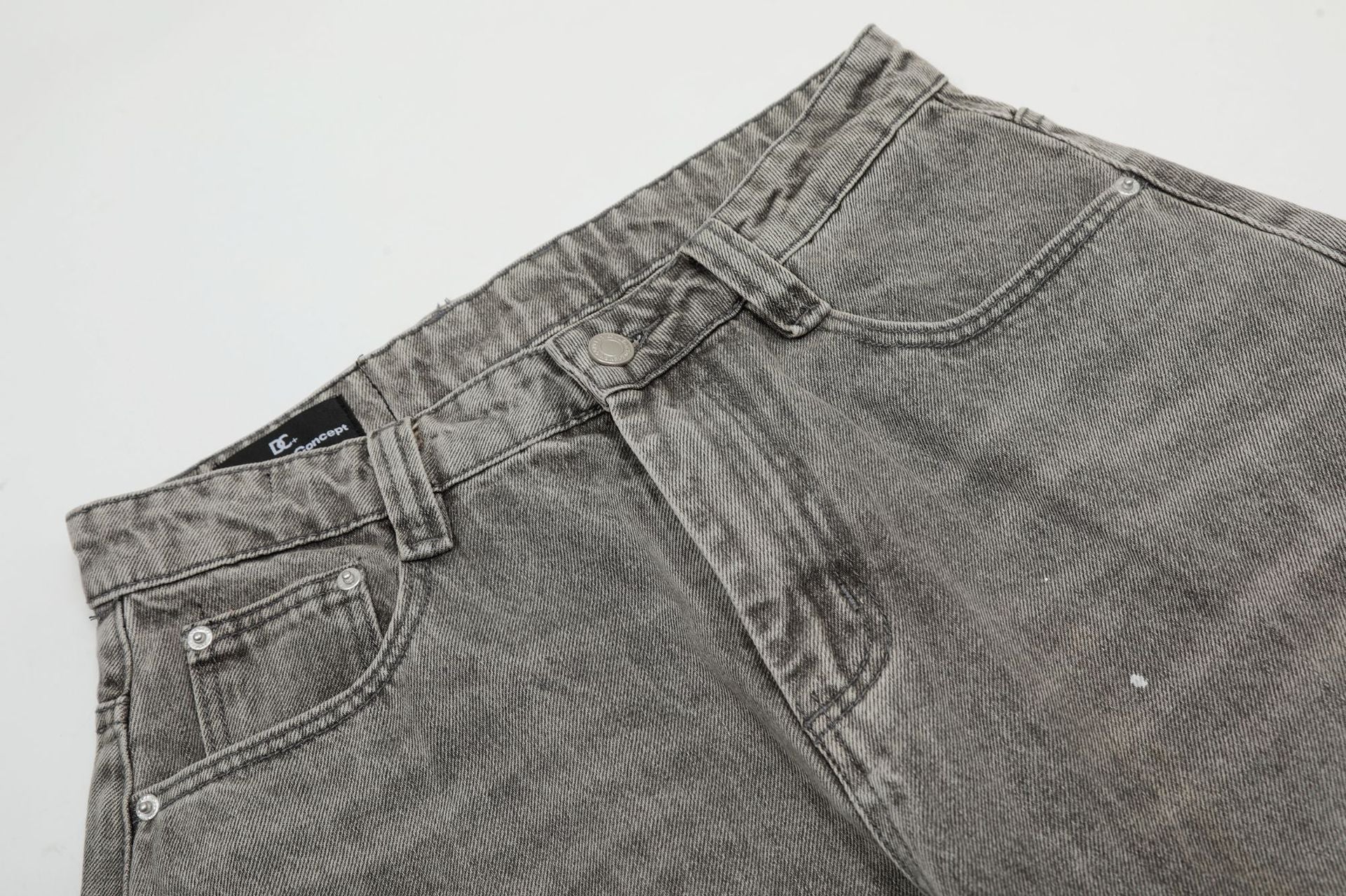 New high street retro inkjet denim wide-leg pants
