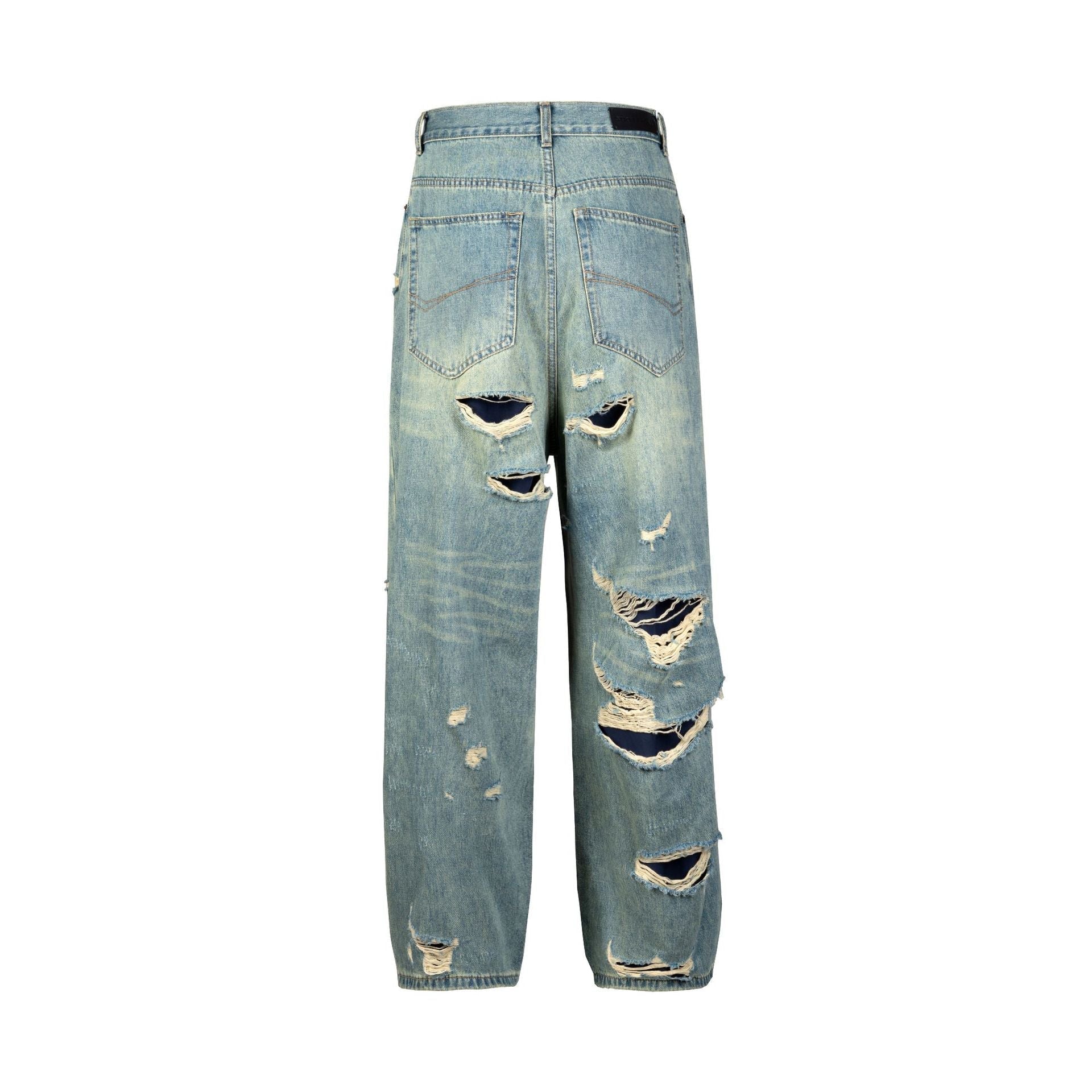 New Retro Loose Street Beggar Tassel Ripped Jeans