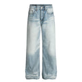 Fashion workwear jeans high street embroidery loose wide pants