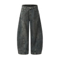 Fashion workwear jeans high street embroidery loose wide pants