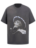Fashion printed solid color T-shirt