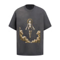 Fashion printed solid color T-shirt